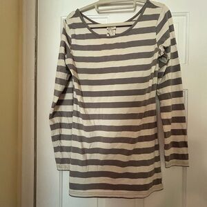 Matilda Jane gray and cream Striped Long Sleeve Top size large